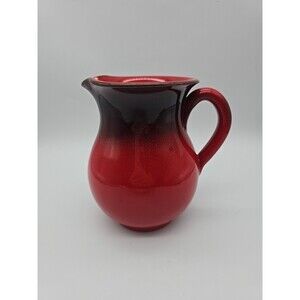 Vintage Red & Black Italian Stoneware Pitcher 36 oz Made in Italy